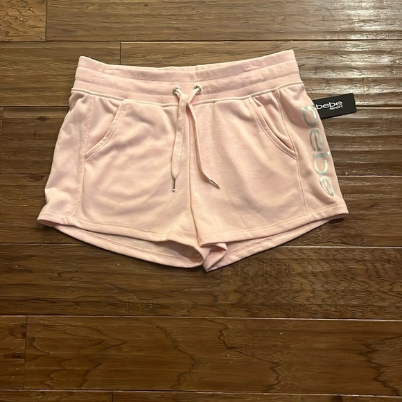 bebe Pants - NWT Bebe Sport Shorts in Pink Parfait with Iridescent Side Logo Size M